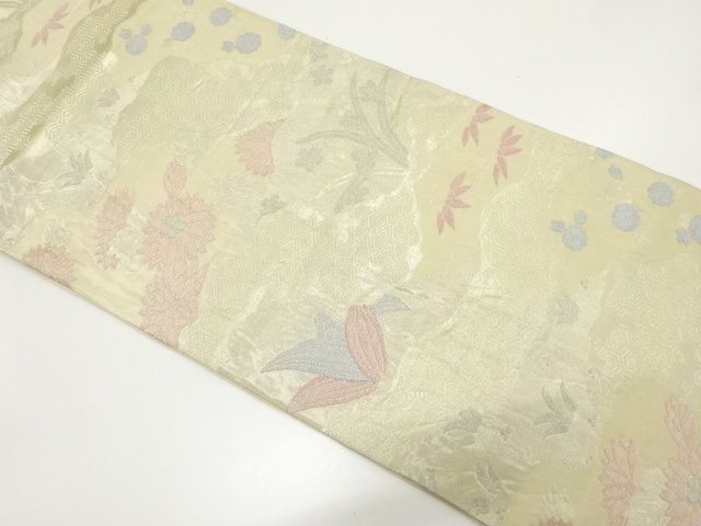 JAPANESE KIMONO / ANTIQUE FUKURO OBI (MATERIALS) / FLORAL / CLASSICAL 